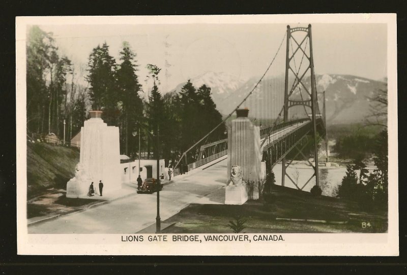 Postmarked 1952 Lions Gate Bridge Vancouver Canada Gowen Sutton Postcard