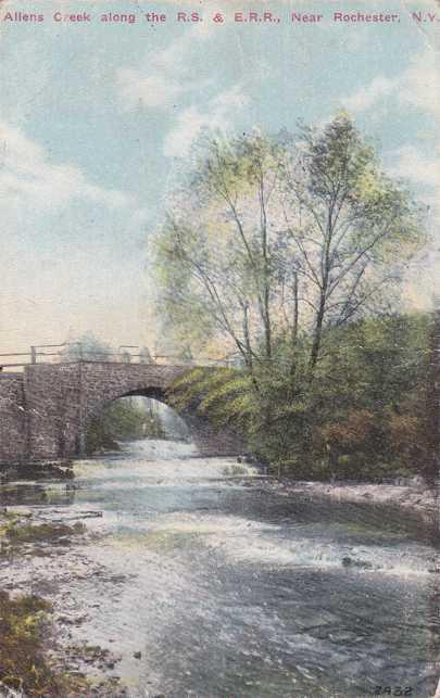 Electric Rail crossing Allens Creek - Rochester, New York - pm 1910 - DB