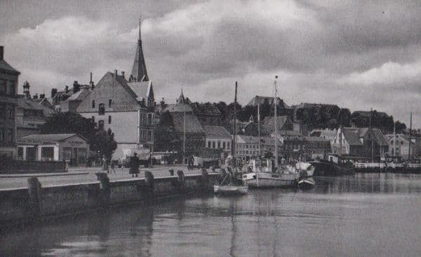 Flensburger Hafen Harbour Boat Ship Vintage Real Photo German Germany Postcard