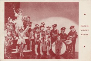 Rose's Midget Revue Little People Performers Band Unused Postcard G53