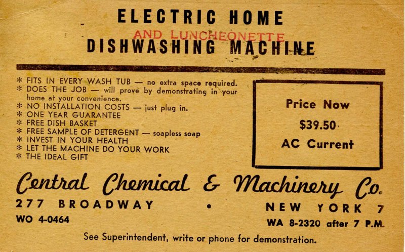 Advertising - Electric Home Dishwashing Machine, circa 1950