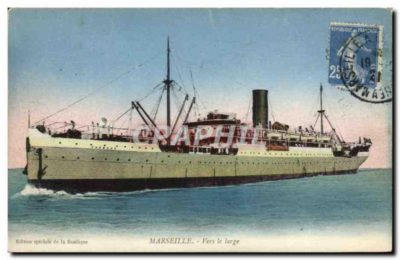 Old Postcard Boat Marseille Seaward