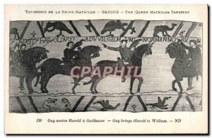 Old Postcard Queen Mathilde Bayeux Tapestry Guy brings Harold William Vautour...