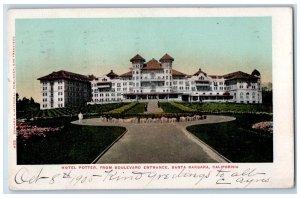 1905 Hotel Potter From Boulevard Entrance Santa Barbara California CA Postcard