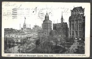 New York, NY - City Hall - Newspaper Square - Undivided - [NY-050]