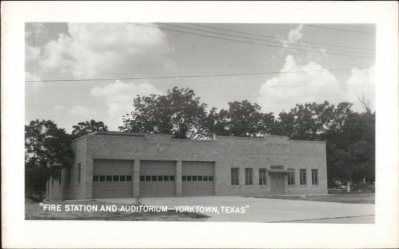 Yorktown TX Fire Station Real Photo Postcard EXC COND