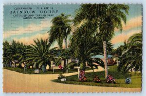 Largo Florida FL postcard Clearwater Rainbow Court Cottages Trailer Park c1940