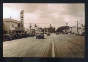 REAL PHOTO CORAL GABLES FLORIDA DOWNTOWN STREET SCENE OLD CARS OSTCARD COPY