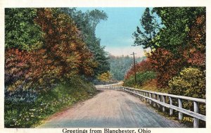 Vintage Postcard 1939 View of Pathway Road Greetings From Blanchester Ohio OH