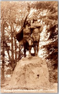 Portland Oregon OR Coming Of The White Man Historical Statue RPPC Photo Postcard