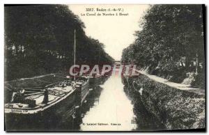 Old Postcard Redon The Nantes-Brest Canal Boat barges