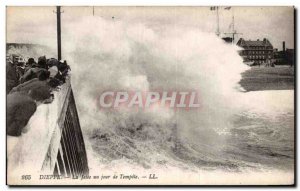 Old Postcard Dieppe The pier one day storm
