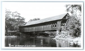 1939 Covered Bridge Hinsdale New Hampshire NH Vintage RPPC Photo Postcard 