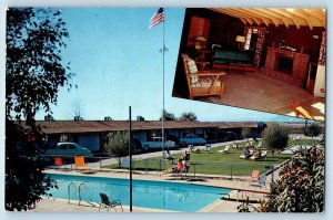 1955 Round Up Motel & Restaurant Swimming Pool Cottages Tucson Arizona Postcard
