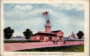 1907 JAMESTOWN VA EXPOSITION UNITED STATES LIFE SAVING STATION POSTCARD 38-215