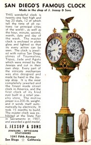 California San Diego J Jessup & Sons Famous Clock