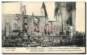 Old Postcard Ramscapelle L andthe Church Cemetery Lay By The Germans Army