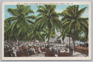 WM J Bryan & Sunday School Class~Miami FL~Worlds Largest~Outdoor~Pew Filled~1924