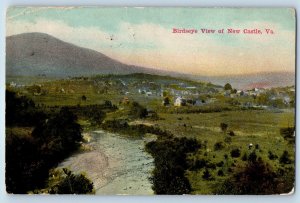 1910 New Castle Virginia Vintage Postcard Birdseye View  Mountain Field Posted