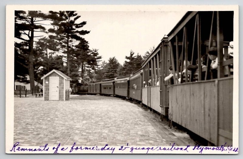 RPPC Remnants Of Former Day Guage Railroad Plymouth MA Amusement Postcard W22