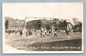 SAUK CENTRE MN PUBLIC SCHOOL PLAYGROUNDS ANTIQUE REAL PHOTO POSTCARD RPPC