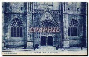 Old Postcard Quimper Cathedrale Portal