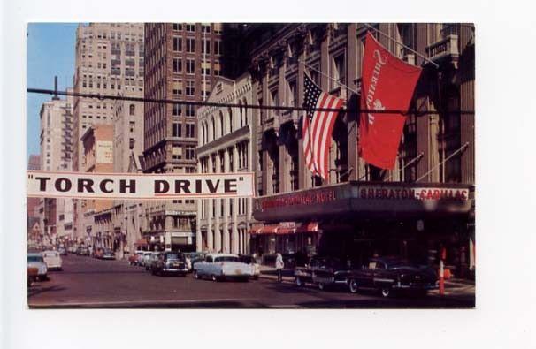 Detroit MI  Street View Old Cars Vintage Store Fronts Postcard