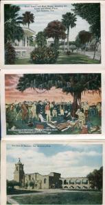 San Antonio Texas Alamo Sunken Garden Brackenridge park Missions postcard folder