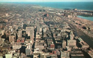 Vintage Postcard 1964 Aerial View Downtown Toronto Lake Ontario Canada RSS Pub.