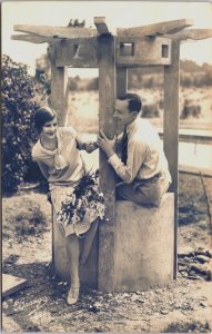 Victorian Romantic Couple Vintage RPPC C158