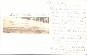 RPPC Lake Michigan Real Photo Postcard 1907 to Hazel Caulkins Plover WI