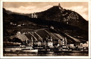 Germany Königswinter Eselsweg Drachenburg und Drachenfels Vintage RPPC C019