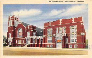 First Baptist Church Oklahoma City OK linen postcard