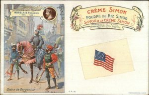 French CREME SIMON Rice Powder Soap Knight in Armor Gargantua Postcard