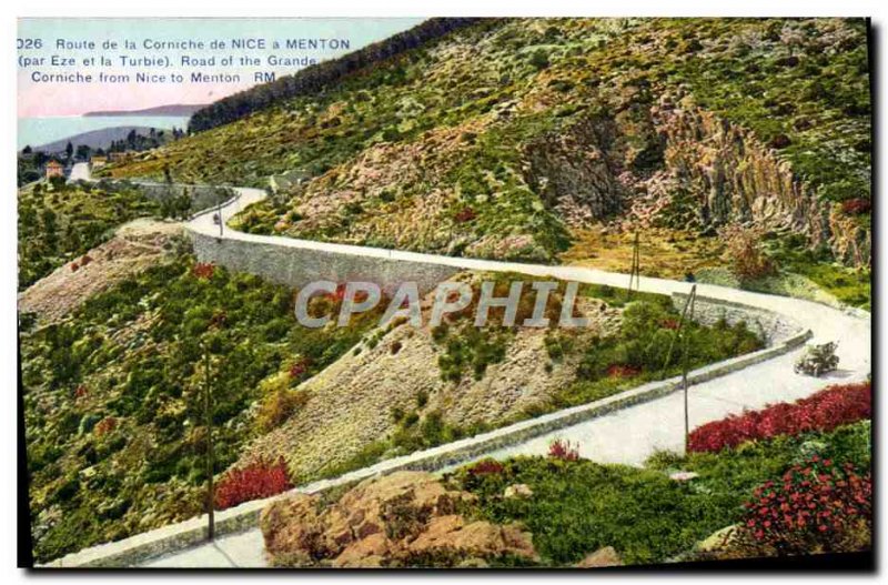 Old Postcard Corniche Road of Nice has Menton Eze and La Turbie