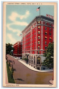 1941 Chestnut Street Kimball Hotel & YMCA Springfield Massachusetts MA Postcard