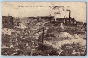 Butte Montana MT Postcard Eastern Section Of Richest Hill On Earth 1908 Antique