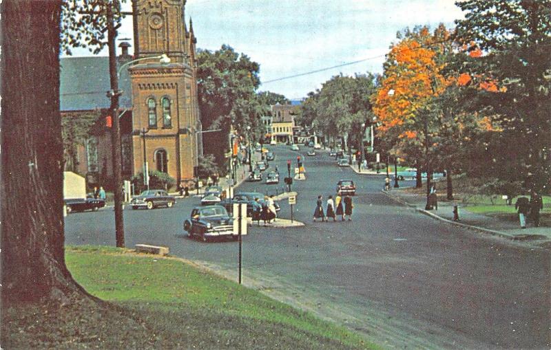 Northampton MA Main Street Old Cars Postcard