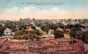 Sacramento California Oak Park Scenic Railway, Color Lithograph Vintage PC U7621