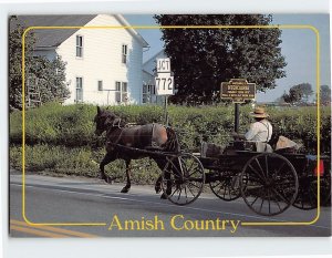 Postcard Horse drawn transportation Amish Country Pennsylvania USA