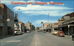 Ogallala Nebraska NE Street Scene VW Volkswagen Bug Beetle Vintage Postcard