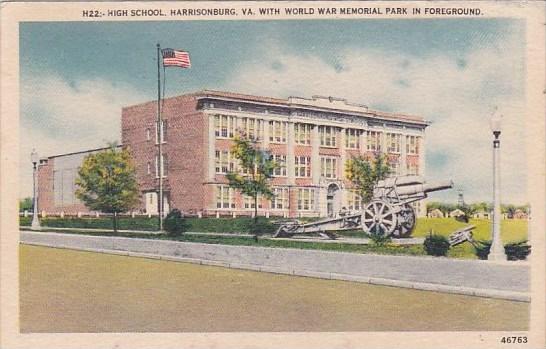 Virginia Harrisonburg High School With World War Memorial Park In Backgrounds