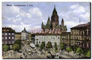 Old Postcard Mainz Gutenbergplatz u Dom