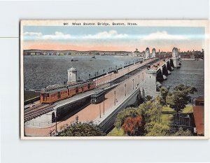 Postcard West Boston Bridge Boston Massachusetts USA