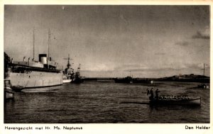 Havengezicht Hr Ms Neptunus Den Helder Vintage Postcard 09.85