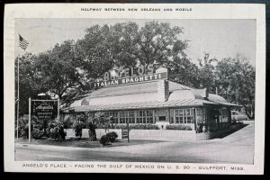 Vintage Postcard 1954 Angelo's Place Restaurant, Gulfport, Mississippi