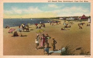 Vintage Postcard Beach View Harwichport Crowd Bathing Cape Cod Massachusetts MA