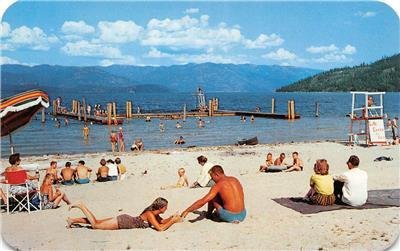 Municipal Beach, Lake Pend Oreille, Sandpoint, Idaho c1950s Vintage Postcard