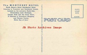 IL, Chicago, Illinois, Monterey Hotel, Exterior View, Curteich No 7B-H1392