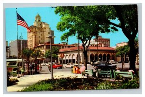 Vintage 1960's Photo Postcard Downtown St. Petersburg Florida Old Cars & Buses